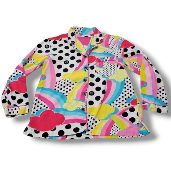 Victoria's Secret Other - Victoria's Secret Top Size Medium Sleepwear Pajama Top Rainbows Clouds Polka Dot